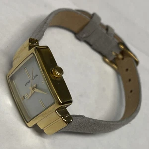 Womens Anne Klein Watch Skinny Soft Leather Band Square Gold Tone Case New Batt. - Picture 1 of 12