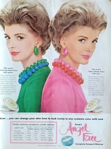 Angel Face Compact Makeup VINTAGE 1961 Magazine Ad, Twins High Fashion - Bild 1 von 1