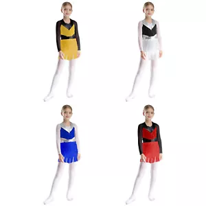 Body bambina ragazza pagliaccetti sala da ballo patchwork unitard allenamento body risvolto - Foto 1 di 39