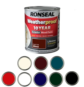 Ronseal 10 Year Exterior Weatherproof Wood Paint Gloss Finish 750ML All Colours - Picture 1 of 1