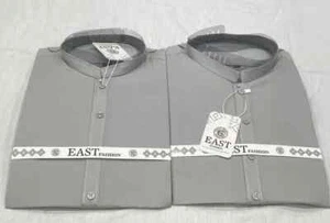 Mens Eid party Wedding Shalwar Kameez kurta trouser Nice soft fabric- light grey - Picture 1 of 3