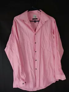 J.Ferrar Men’s Slim Button Down Shirt Size 16-16 1/2, L PINK-WHITE 100% cotton - Picture 1 of 7