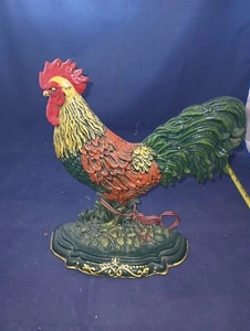 12” Rooster Cast Iron Door Stop Farmhouse Chicken Country Décor - Afbeelding 1 van 2