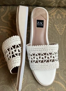 NEW Zac Zac Posen White Macrame Wedge Slide Sandals Lightweight 7.5 - Picture 1 of 8