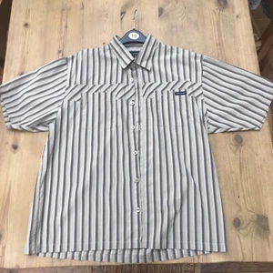 men’s hope and glory brown short sleeve striped shirts size 3 - Picture 1 of 7