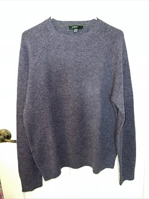 J. Suéter Crew Para Hombre 100% Lana de Cordero Grande Cuello Redondo Púrpura Manga Larga Pullover Foto 1 de 4