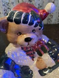 Bär Bonboniere Weihnachtsmann Keramik Porzellan handbemalt x mas glänzend - Bild 1 von 7