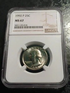1992 P Washington Quarter 25 c NGC MS67 Graded - Picture 1 of 4