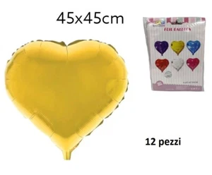 x Set 12 Pezzi Palloncini Foil Balloon A Forma Di Cuore 45x45cm Dorato bal - Foto 1 di 1