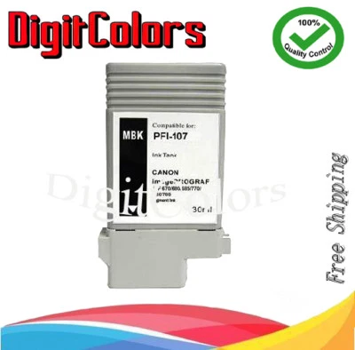 Matte Black PFI107 MBK ink cartridge Fit  Canon IPF670 785  Plotter  - Image 1 of 2
