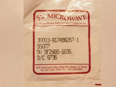 Conector de montaje en panel SV Microondas SF2989-6036 / 917AS6267-1 hembra SMA a pestaña  Foto 1 de 3