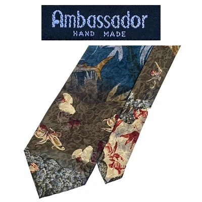 Corbata Ambassador Novedad Hecha a Mano - Colorida Animales Marinos Bajo el Agua Poliéster  Foto 1 de 4