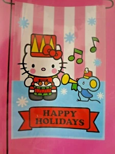 HELLO KITTY   HAPPY HOLIDAYS CHRISTMAS Sm Garden Flag   - Picture 1 of 1
