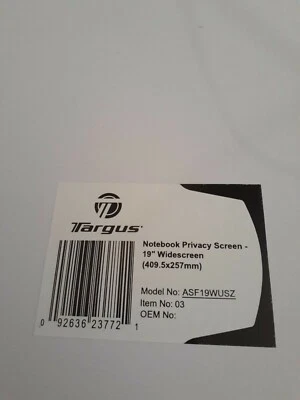Новый запечатанный Targus 19 «4Vu широкоэкранный монитор конфиденциальности экран - ASF19WUSZ - Изображение 1 из 2