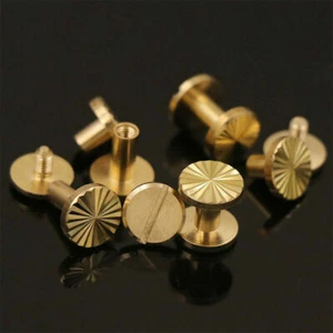 Solid Brass 10mm wide Chicago Screws Stud Rivet Leathercraft 4-10mm Binding Book - Picture 1 of 11
