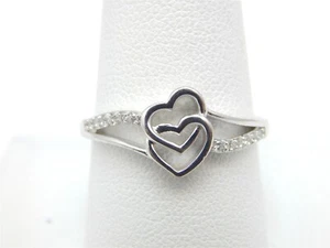 Anello di Fidanzamento Doppio Cuore Diamante Simulato Tondo 1,37 Ct Argento Sterling 925 - Foto 1 di 9