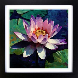 Water Lily Flower Constructivism No.4 Framed Canvas Wall Art Print Picture - Picture 1 of 6