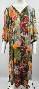 Akris Punto ALTRD Cactus Blossom Print Long Sleeve Midi Drses sz 16 - Picture 1 of 6
