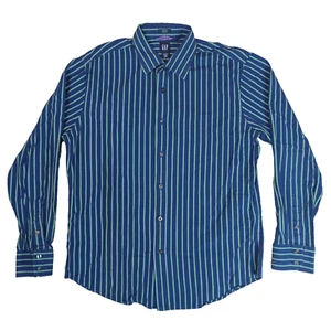 GAP Herren Hemd Größe L tailliert Freizeit Button Down Langarm blau gestreift 16/16,5 - Bild 1 von 7
