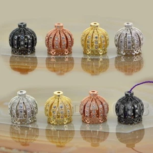 Zircn Cristal Pave Corona Borla Gorra Hacer Collar, Pulsera Dije Cuentas - Imagen 1 de 14
