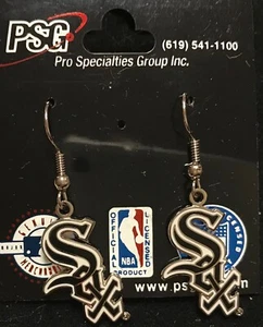Chicago White Sox Logo J Hook Dangle Earrings NEW - Picture 1 of 1