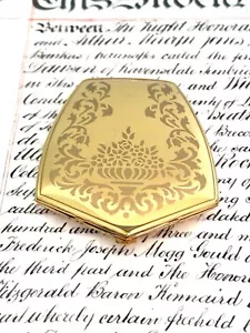 Specchio decorativo vintage American Beauty tono oro compatto design floreale USA - Foto 1 di 21