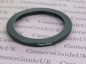 72mm to 58mm 72mm-58mm Stepping Step Down Filter Ring Adapter - Picture 1 of 2