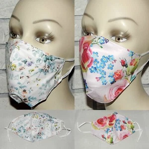 LOT OF 2 COLORFUL FLORAL FLOWERS WASHABLE COTTON ADJUSTABLE FACE MASK INDIANA - Picture 1 of 1
