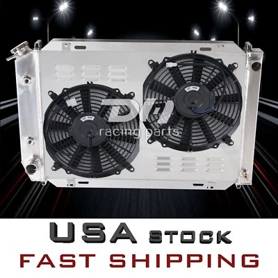 Radiador de aluminio de 3 filas + cubierta + ventilador para Ford Mustang LX GT 1979-1993 5,0 L V8 302 AT/MT Foto 1 de 4