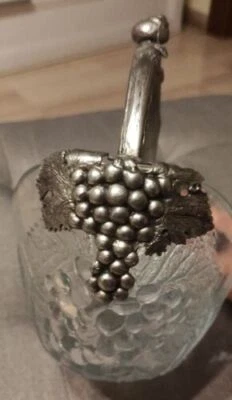 ANTICO CESTO IN VETRO INCISO E METALLO ARGENTATO - ART NOUVEAU - VINTAGE - Immagine 1 di 4