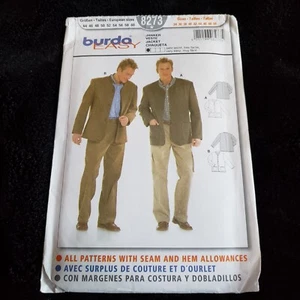 Burda 8273 Mens Jacket in 2 Styles Size 34 - 50 UNCUT - Picture 1 of 8