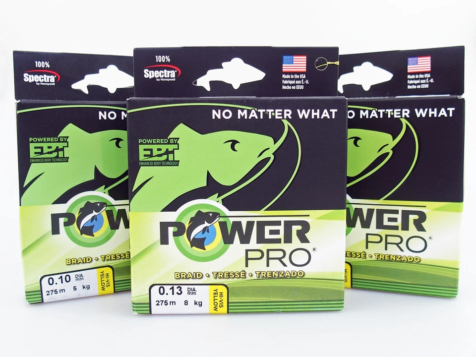 PowerPro Hi-Vis Yellow 275m 0.08mm - 0.36mm Braided Line Tresse Made in USA - Photo 1/1