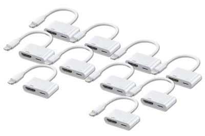 Confezione da 10 convertitori adattatore AV digitale da Lightning a (HDMI+Lightning) Apple A1438 - Immagine 1 di 4