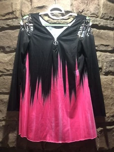 Chic Me Womens Ombre Black And Pink Fit And Flare Blouse Size Medium - Picture 1 of 5