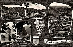 Ahrweiler s/w Mehrbild Grußkarte 1960 Ahrtor Bunte Kuh Gesamtansicht Walporzheim - Bild 1 von 2