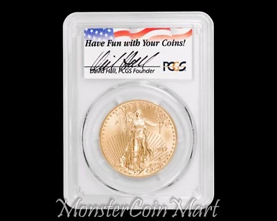 2017-W $50 Burnished Gold Eagle PCGS SP70 First Strike - DAVID HALL SIGNED - Image 1 of 2