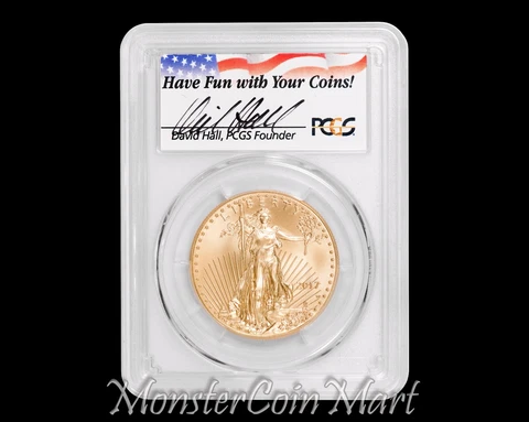 2017-W $50 Burnished Gold Eagle PCGS SP70 First Strike - DAVID HALL SIGNED Cover