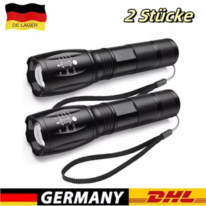 2x Super Hell Taschenlampe Fackel - LED Taktisches Fackel - Zoom - Wasserfest DE - Bild 1 von 23