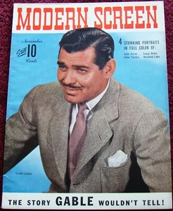 CLARK GABLE COVER + story Modern Screen (11/42) movies V. Lake G. Tierney RR - Picture 1 of 10