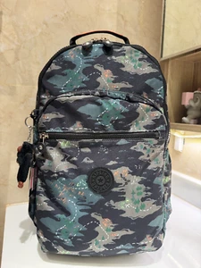 Neu mit Etikett Kipling Seoul up 15" Laptop großer Rucksack grün Mini Treasure 45 cm H - Bild 1 von 7