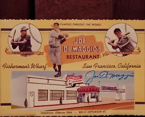 JOE DI MAGGIO'S RESTAURANT SAN FRANCISCO 8X10 PHOTO AD SIGNED BY DIMAGGIO! JSA - Picture 1 of 1
