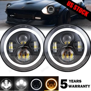 2pc 7Inch LED Headlights For Datsun 240Z 260Z 280Z 280ZX 1970-78 H4 Bulb Replace - Picture 1 of 13