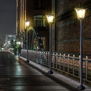4pc 63in Waterproof Solar Street Post Light Lamp Dusk to Dawn Adjustable Height - Picture 1 of 11