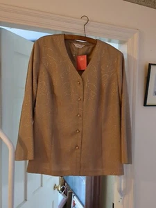 Elvi Dull Gold Self Patterned Blouse Size 26 - Picture 1 of 3