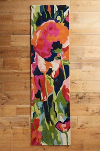 Runner Rug 2'6' x 9' Brilliant Poppies Hand Tufted Anthropologie Wool Carpet - Picture 1 of 10