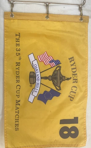 35th RYDER CUP Golf Pin Flag Oakland Hills 2004 - With Gulf Ball And Cup Cover