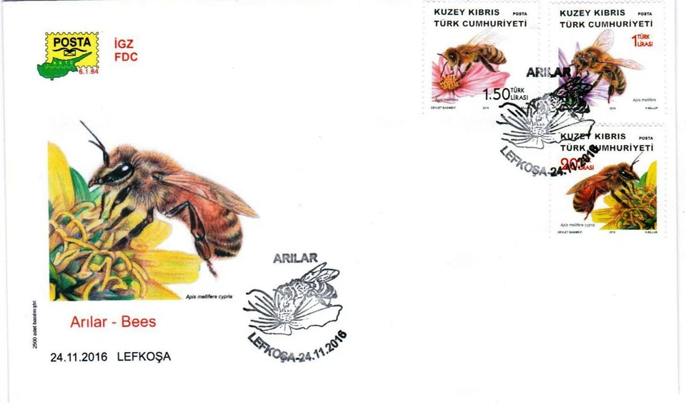 UNMOUNTED MINT 2016 BEES STAMPS - TURKISH CYPRUS - FDC - Image 1 of 1