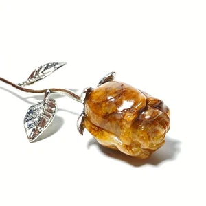 Espécimen de flor de rosa tallada citrino natural 33 g Pretty Hight 15 cm P279 - Imagen 1 de 7