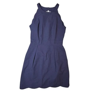 Lauren James Dress Womens Small Landry Seersucker Navy Blue Halter Party USA - Picture 1 of 14