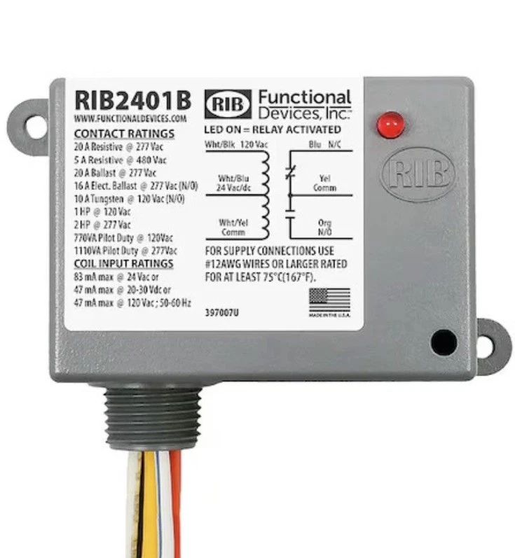 Functional Devices RIB2401B / Enclosed Relay / 20A / SPDT / NEW!!!🇺🇸 - Image 1 of 1